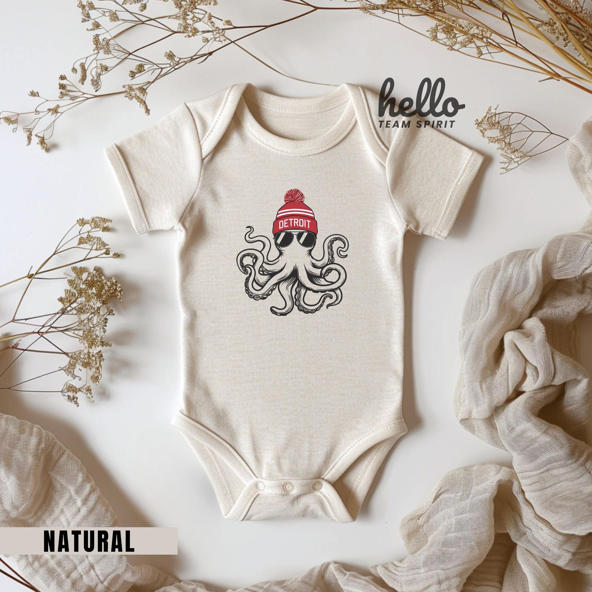 Infant Detroit Hockey Onesie Shirt Octopus Mascot Detroit Hockey Red Mommy and Me Shirt Matching Family Detroit Apparel Detroit Octopus