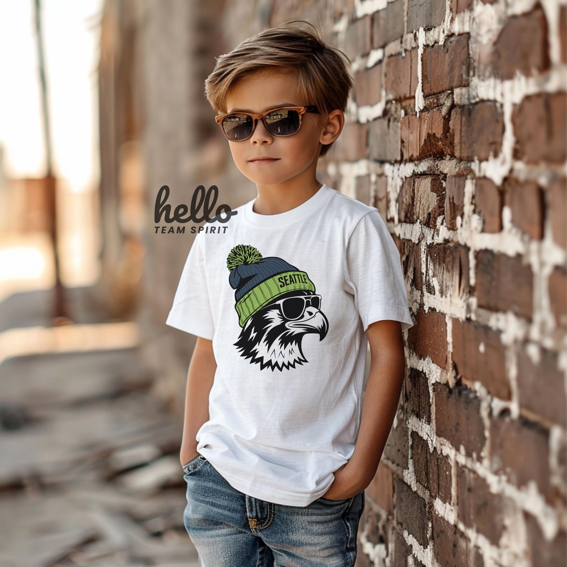 Seattle Football Onesie, Toddler and Youth Shirts, Kids Seattle Game Day T-Shirt, Baby Football Sports Gear, Vintage Hawk Apparel