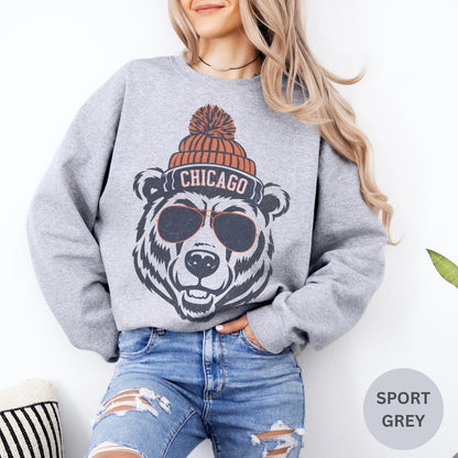 Chicago Football Sweatshirt, Trendy Chicago Football Fan Gifts, Chicago Football Game Day, Chicago Crewneck Sweatshirt