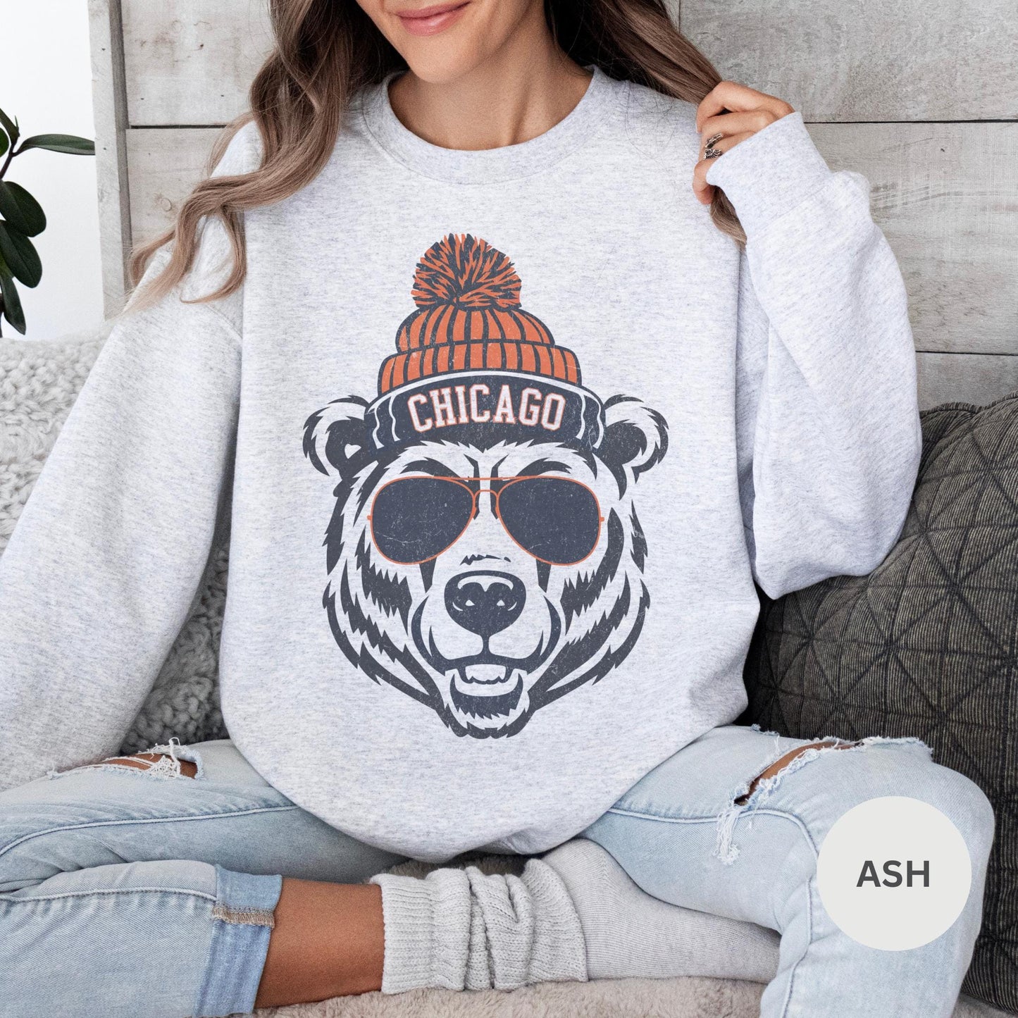 Chicago Football Sweatshirt, Trendy Chicago Football Fan Gifts, Chicago Football Game Day, Chicago Crewneck Sweatshirt