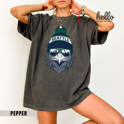 Seattle Football Vintage Sweatshirt – Seahawk Mascot Sports Fan Sweater, Unisex Game Day Graphic Top, Trendy Tailgate Gift