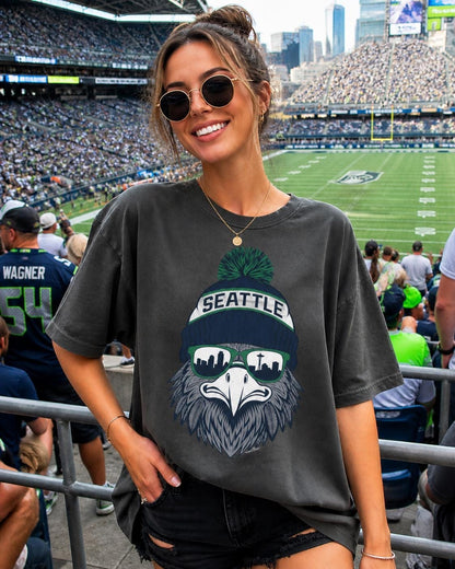 Seattle Football Vintage Sweatshirt – Seahawk Mascot Sports Fan Sweater, Unisex Game Day Graphic Top, Trendy Tailgate Gift
