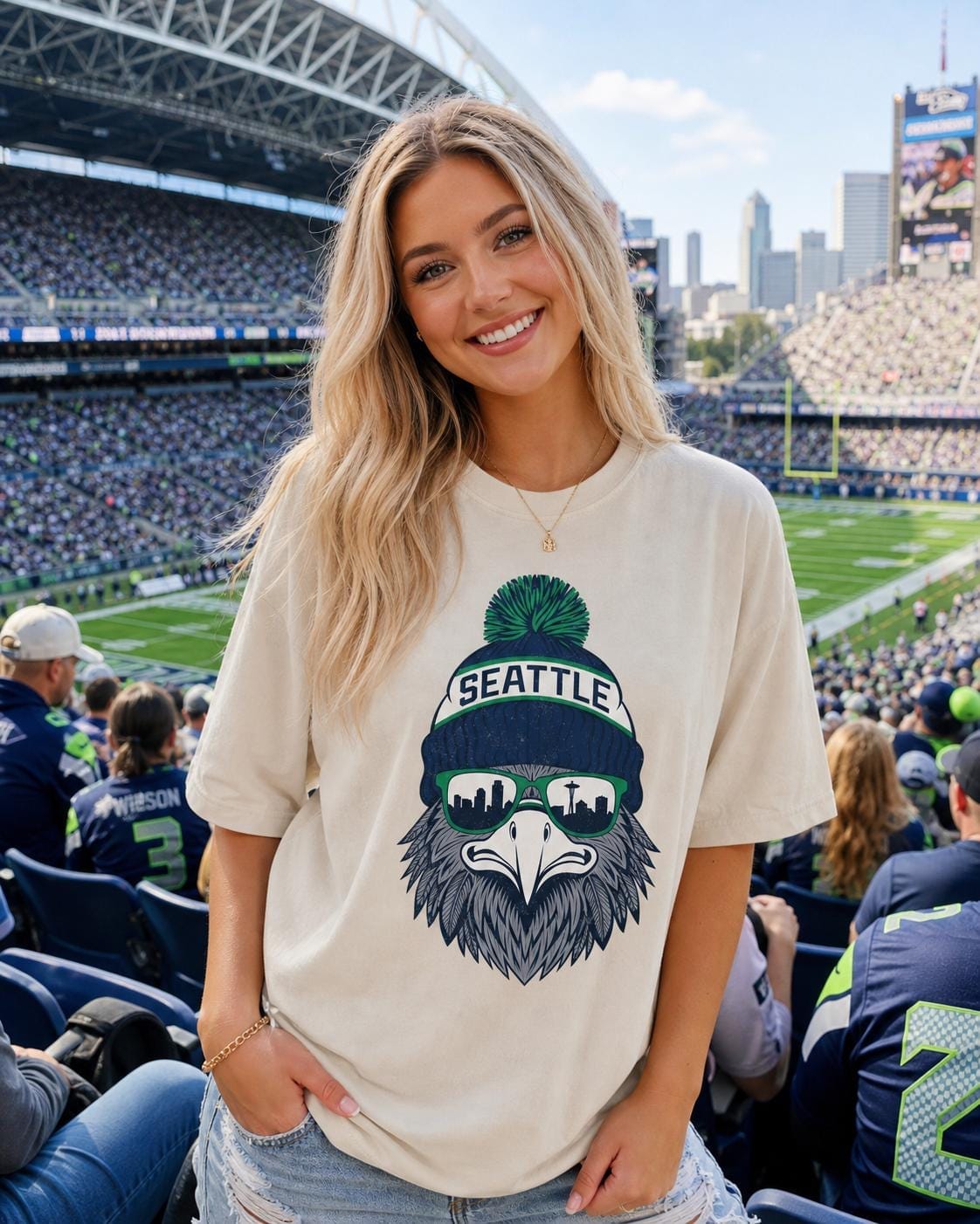 Seattle Football Vintage Sweatshirt – Seahawk Mascot Sports Fan Sweater, Unisex Game Day Graphic Top, Trendy Tailgate Gift