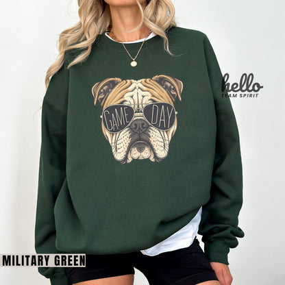 Vintage Bulldog Mascot Game Day Shirt, School Spirit Long Sleeve Tee, Football Fan Sweatshirt, Adult & Youth Spirit Wear HTS-003