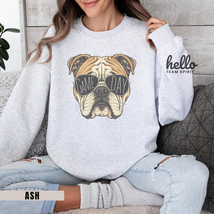Vintage Bulldog Mascot Game Day Shirt, School Spirit Long Sleeve Tee, Football Fan Sweatshirt, Adult & Youth Spirit Wear HTS-003