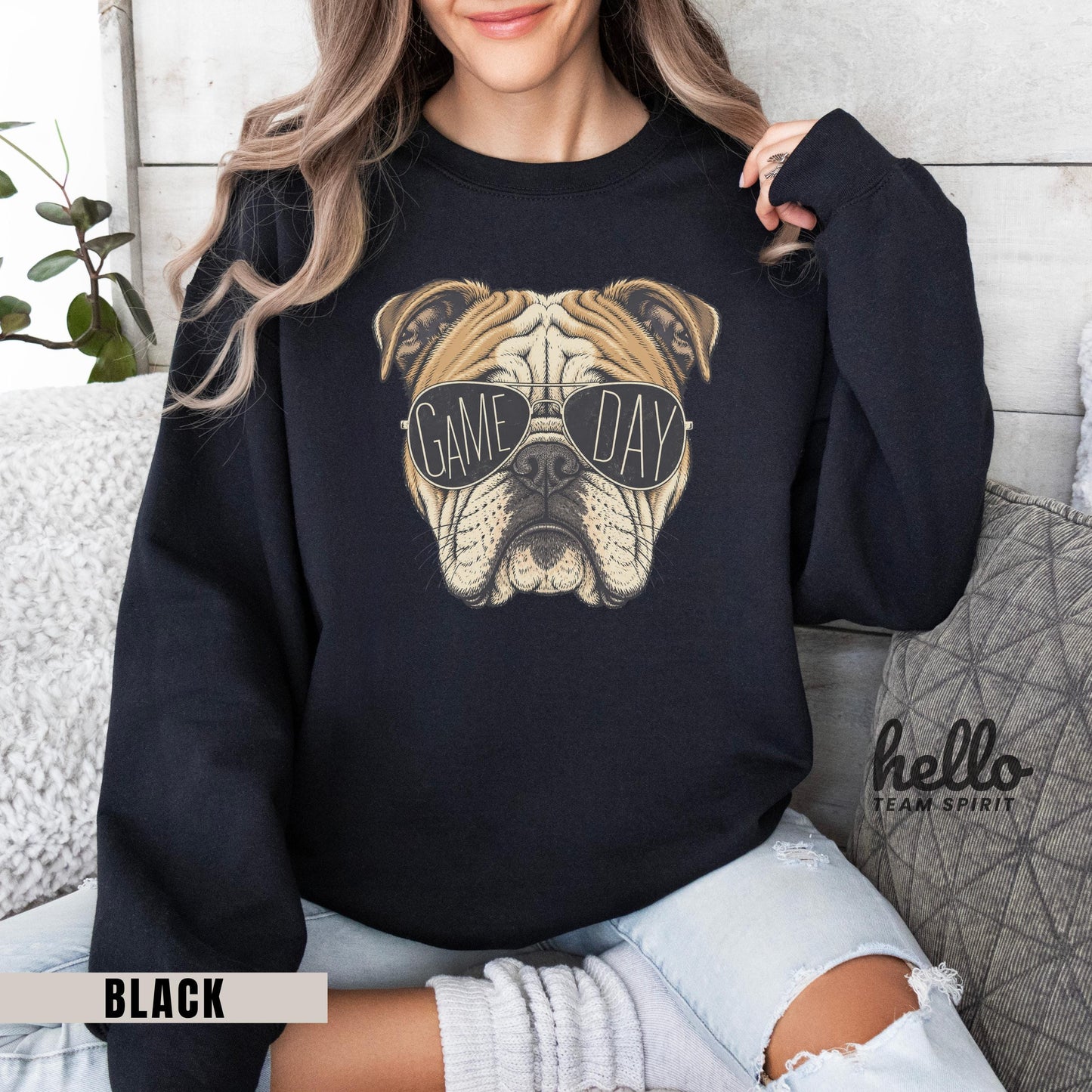 Vintage Bulldog Mascot Game Day Shirt, School Spirit Long Sleeve Tee, Football Fan Sweatshirt, Adult & Youth Spirit Wear HTS-003