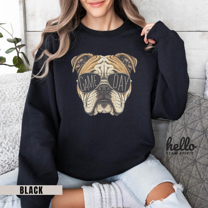 Vintage Bulldog Mascot Game Day Shirt, School Spirit Long Sleeve Tee, Football Fan Sweatshirt, Adult & Youth Spirit Wear HTS-003