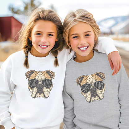 Vintage Bulldog Mascot Game Day Shirt, School Spirit Long Sleeve Tee, Football Fan Sweatshirt, Adult & Youth Spirit Wear HTS-003
