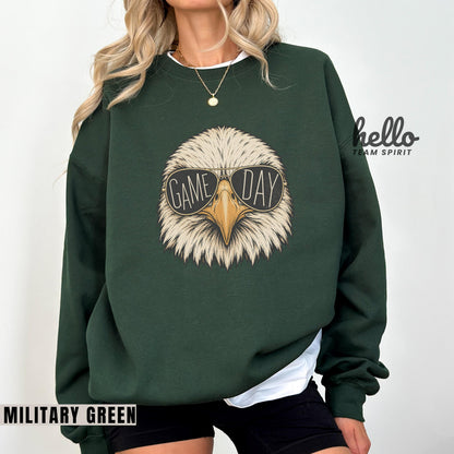 Vintage Eagle Mascot Game Day Shirt, Eagle Football Long Sleeve, School Spirit Tee, Adult Youth Sweatshirt, Tailgate Party Wear HTS010