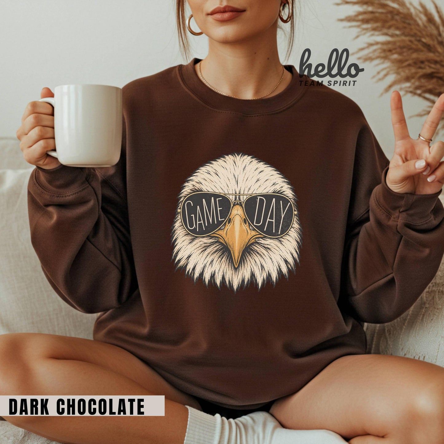 Vintage Eagle Mascot Game Day Shirt, Eagle Football Long Sleeve, School Spirit Tee, Adult Youth Sweatshirt, Tailgate Party Wear HTS010