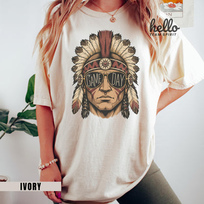 Vintage Indian Mascot Game Day Sweatshirt, Retro Tribal Football Spirit Shirt, Boho Sports Fan Long Sleeve, School Spirit Wear Gift HTS013