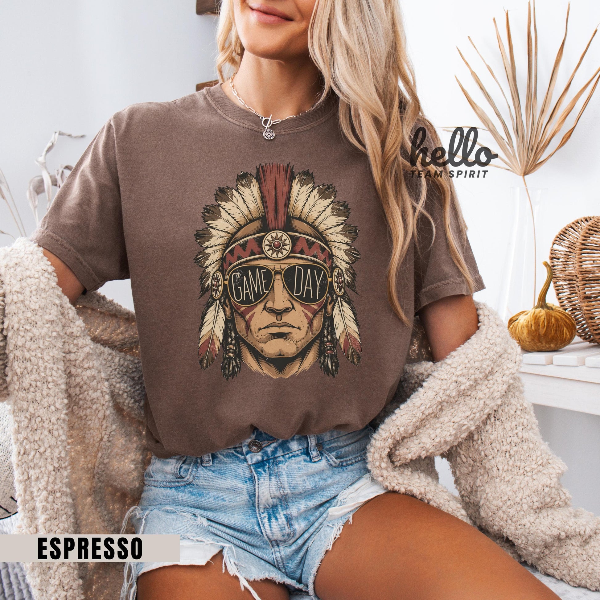 Vintage Indian Mascot Game Day Sweatshirt, Retro Tribal Football Spirit Shirt, Boho Sports Fan Long Sleeve, School Spirit Wear Gift HTS013