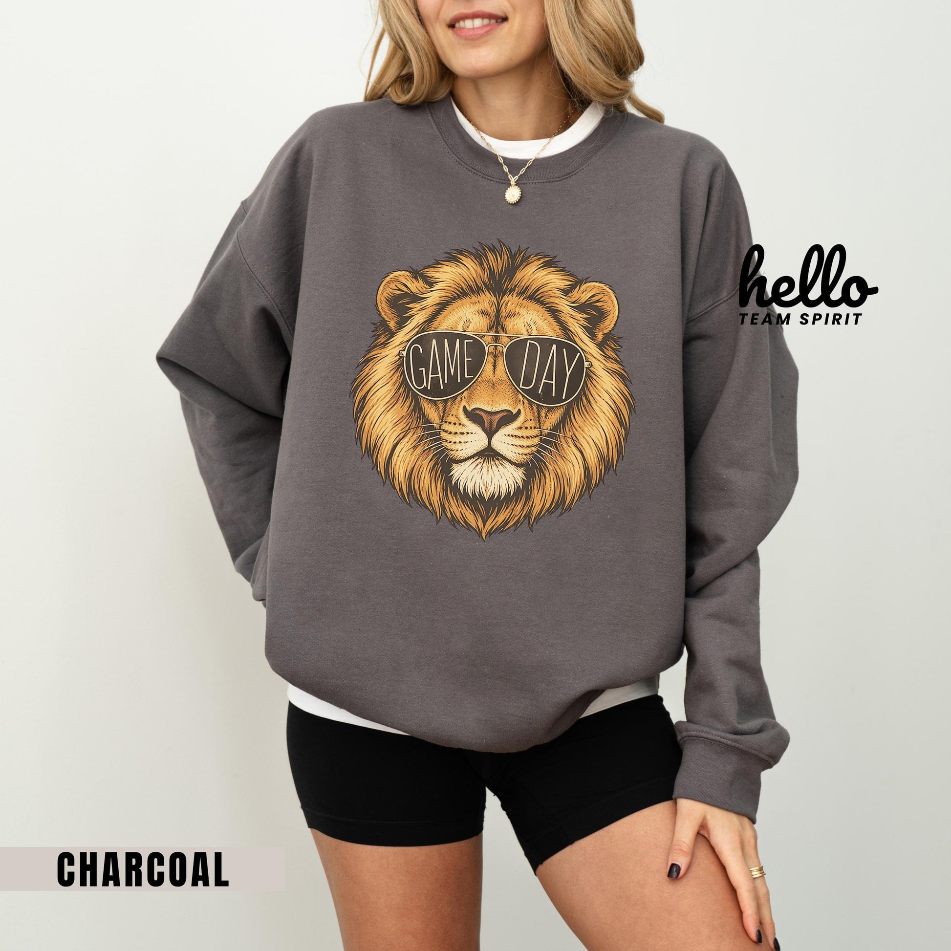 Lion Game Day Sweatshirt, Lion Mascot Detroit Football Shirt, Youth Adult Touchdown Long Sleeve Tee, Spirit Wear Tailgate Party HTS019