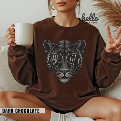 Vintage Panther Game Day Sweatshirt, Retro Football Mascot Shirt, Sports Graphic Long Sleeve, Youth Adult Team Spirit Wear Apparel HTS021