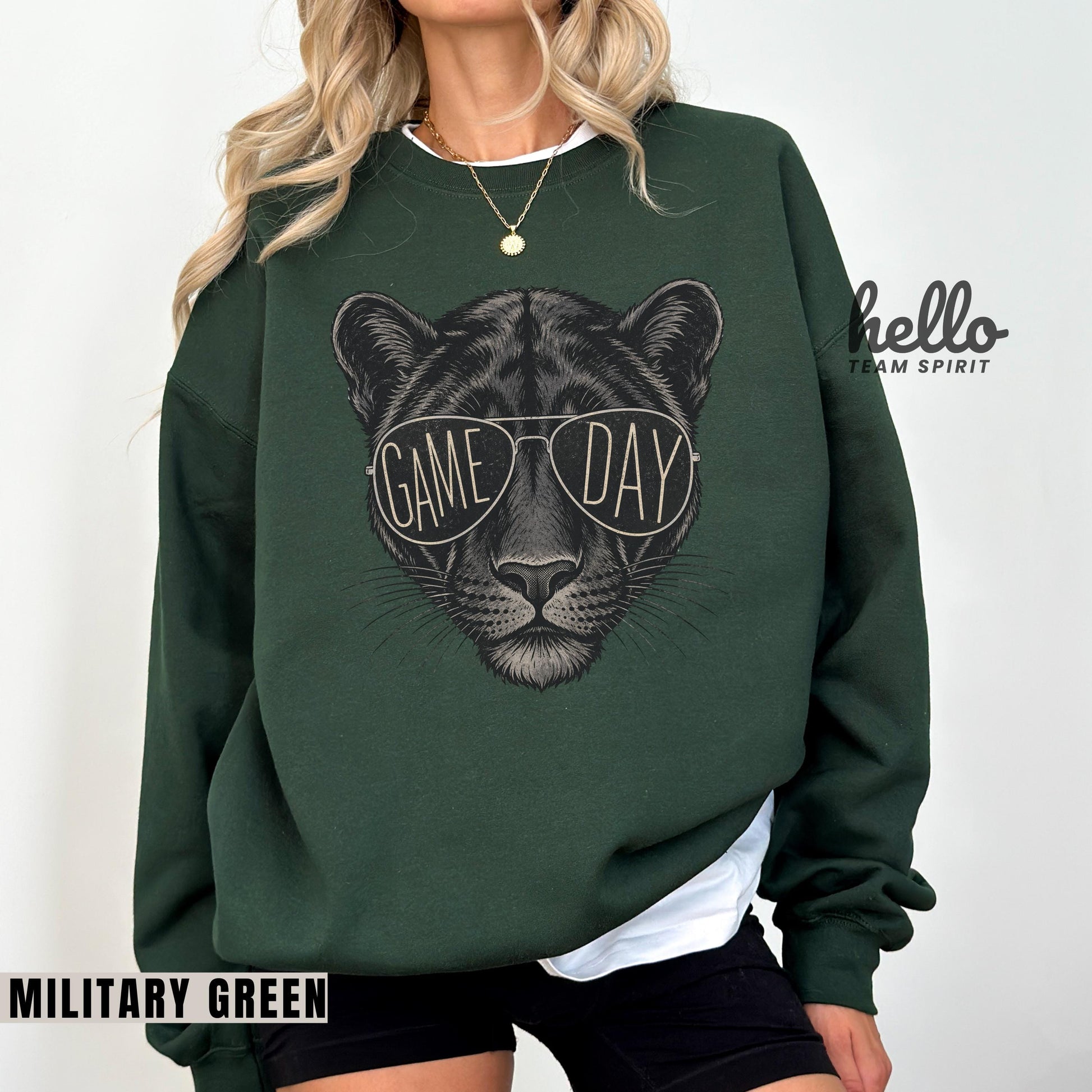Vintage Panther Game Day Sweatshirt, Retro Football Mascot Shirt, Sports Graphic Long Sleeve, Youth Adult Team Spirit Wear Apparel HTS021