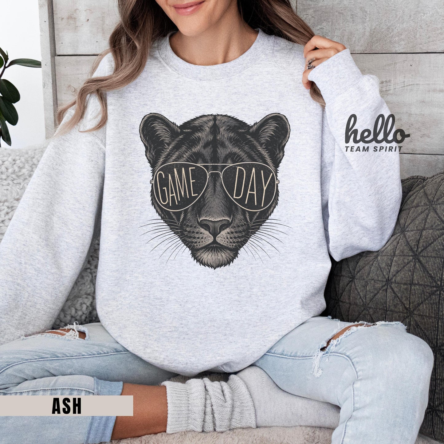 Vintage Panther Game Day Sweatshirt, Retro Football Mascot Shirt, Sports Graphic Long Sleeve, Youth Adult Team Spirit Wear Apparel HTS021