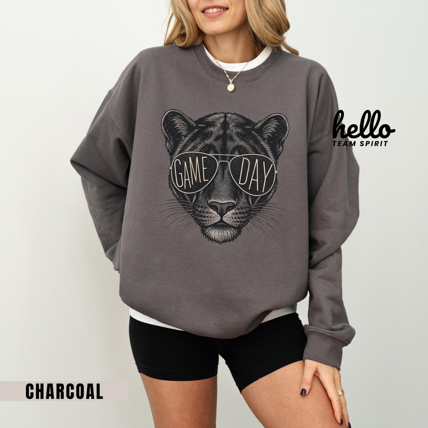 Vintage Panther Game Day Sweatshirt, Retro Football Mascot Shirt, Sports Graphic Long Sleeve, Youth Adult Team Spirit Wear Apparel HTS021