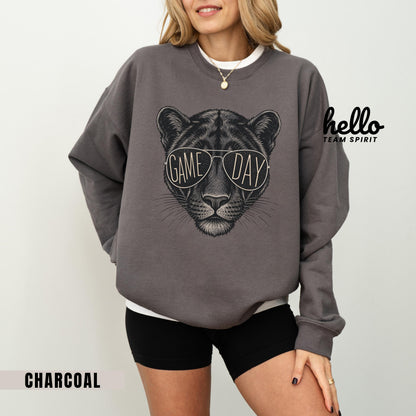Vintage Panther Game Day Sweatshirt, Retro Football Mascot Shirt, Sports Graphic Long Sleeve, Youth Adult Team Spirit Wear Apparel HTS021