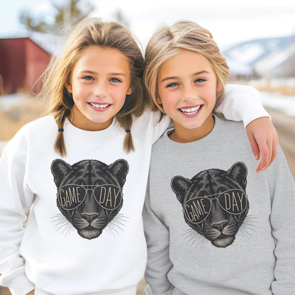 Vintage Panther Game Day Sweatshirt, Retro Football Mascot Shirt, Sports Graphic Long Sleeve, Youth Adult Team Spirit Wear Apparel HTS021