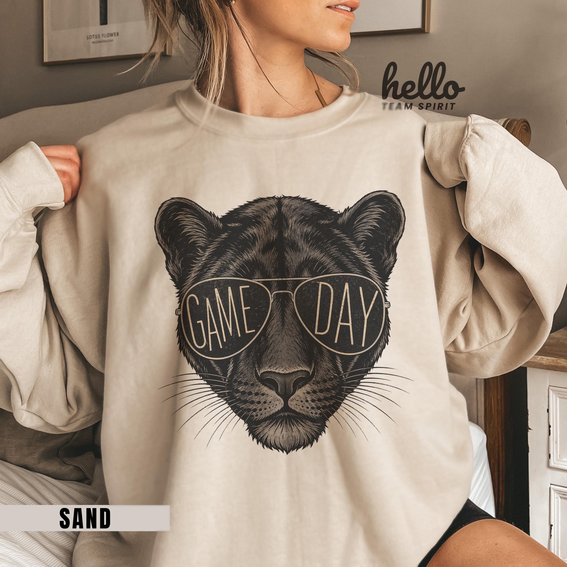 Vintage Panther Game Day Sweatshirt, Retro Football Mascot Shirt, Sports Graphic Long Sleeve, Youth Adult Team Spirit Wear Apparel HTS021