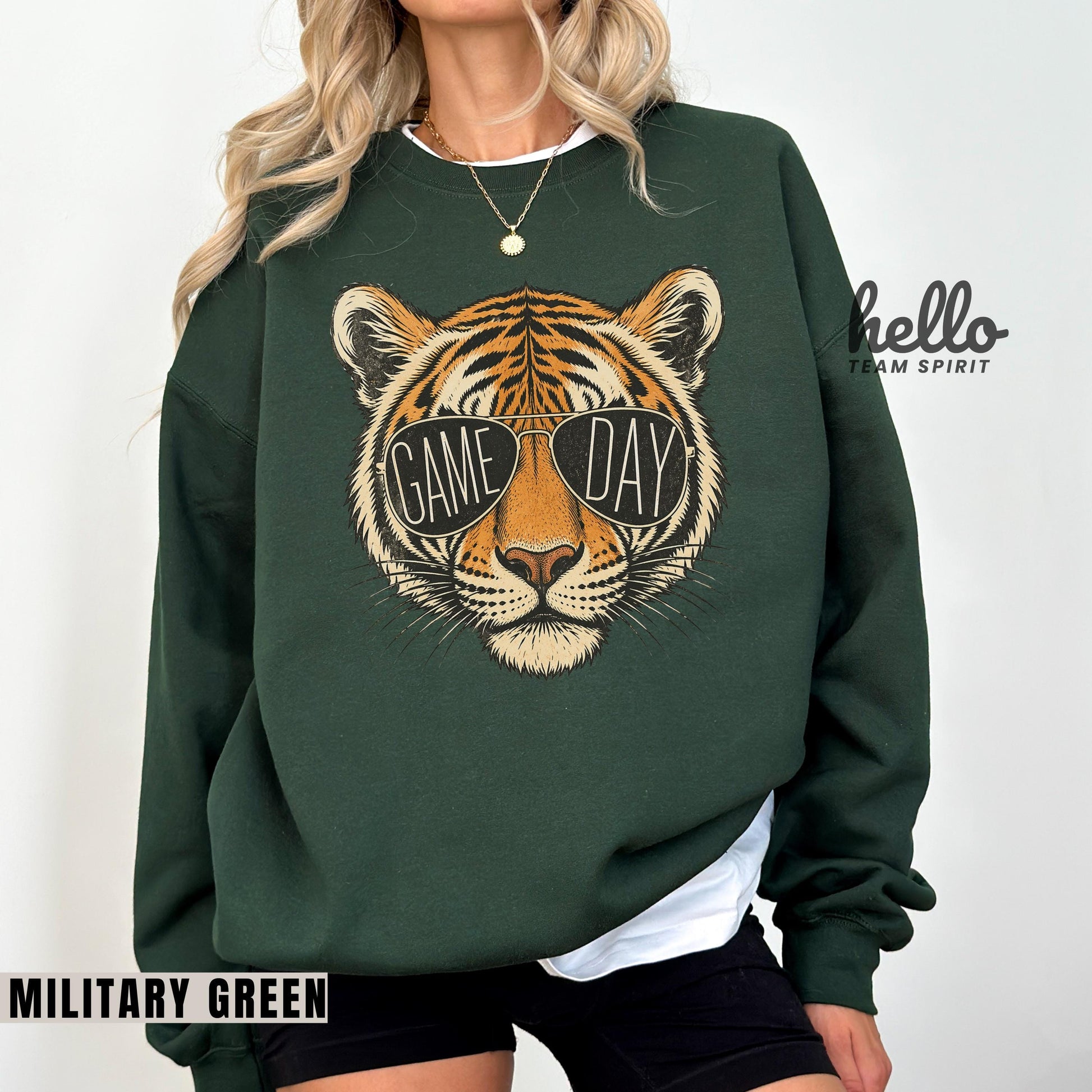Tigers Game Day Sweatshirt, Retro Tiger Mascot Football Shirt, Team Spirit Tailgate Party Wear, Youth Adult Detroit Gameday Apparel HTS024
