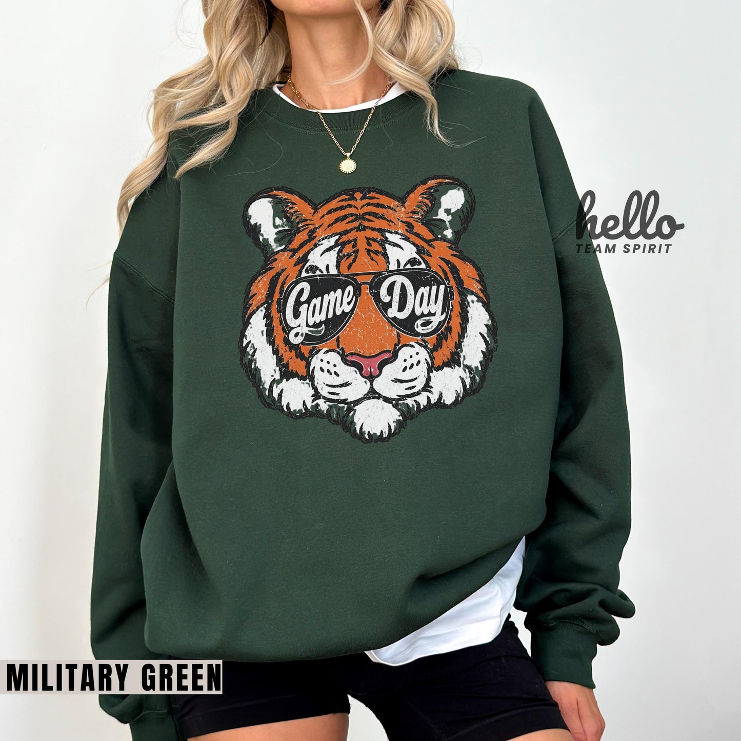 Retro Tigers Game Day Sweatshirt, Tiger Mascot Football Distressed Shirt, Detroit Tailgate Party Outfit, Youth Adult Gameday Apparel HTS025
