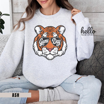 Retro Tigers Game Day Sweatshirt, Tiger Mascot Football Distressed Shirt, Detroit Tailgate Party Outfit, Youth Adult Gameday Apparel HTS025