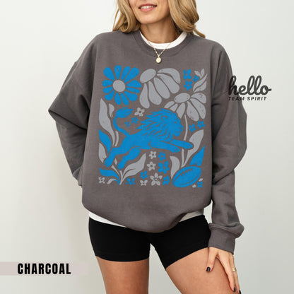Boho Detroit Football Sweatshirt: Lion Mascot Game Day Tee