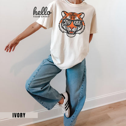 Retro Tigers Game Day Sweatshirt, Vintage Tiger Mascot Shirt, Football Touchdown Tailgate Tee, School Spirit Wear Youth Adult Apparel HTS026