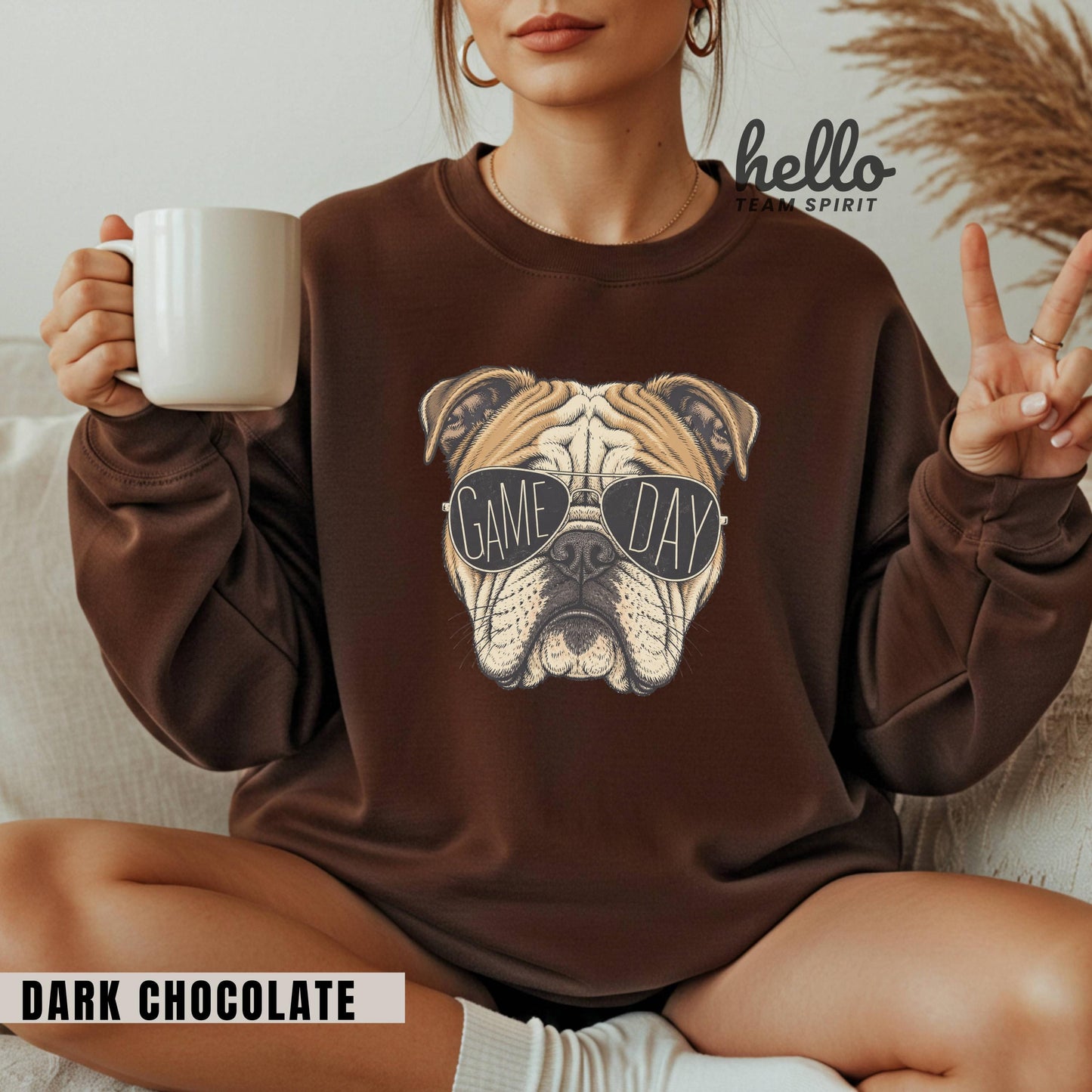 Vintage Bulldog Mascot Game Day Shirt, School Spirit Long Sleeve Tee, Football Fan Sweatshirt, Adult & Youth Spirit Wear HTS-003