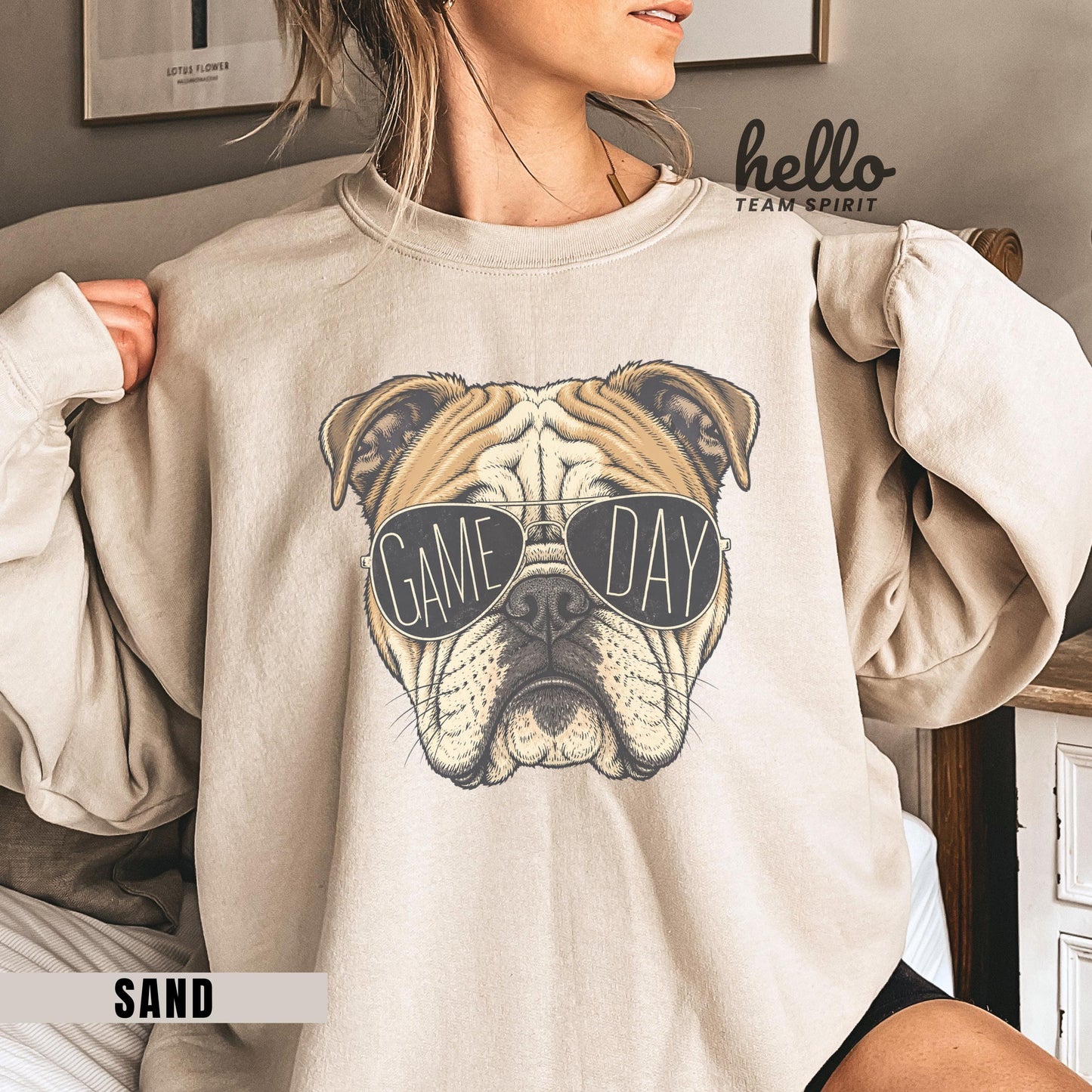 Vintage Bulldog Mascot Game Day Shirt, School Spirit Long Sleeve Tee, Football Fan Sweatshirt, Adult & Youth Spirit Wear HTS-003