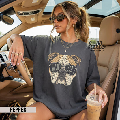 Vintage Bulldog Mascot Game Day Shirt, School Spirit Long Sleeve Tee, Football Fan Sweatshirt, Adult & Youth Spirit Wear HTS-003