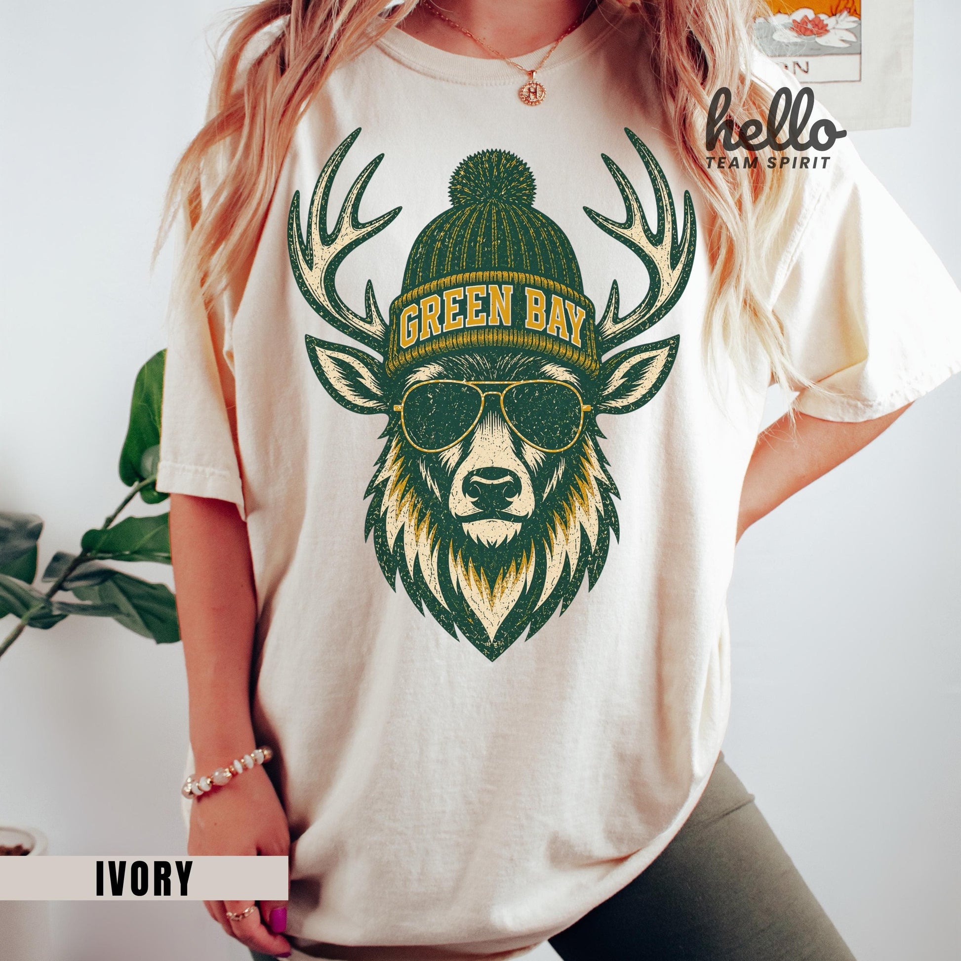 Green Bay Football Deer Mascot Sweatshirt, Retro Game Day Shirt, Team Tailgate Party, Adult Youth Football Crewneck Apparel HTS029