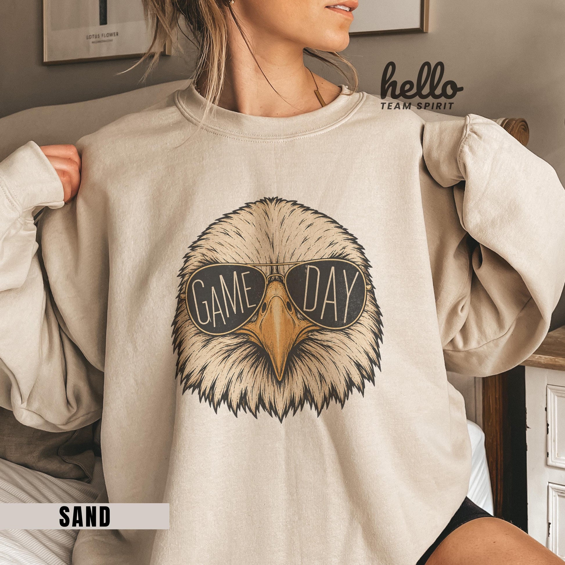 Vintage Eagle Mascot Game Day Shirt, Eagle Football Long Sleeve, School Spirit Tee, Adult Youth Sweatshirt, Tailgate Party Wear HTS010
