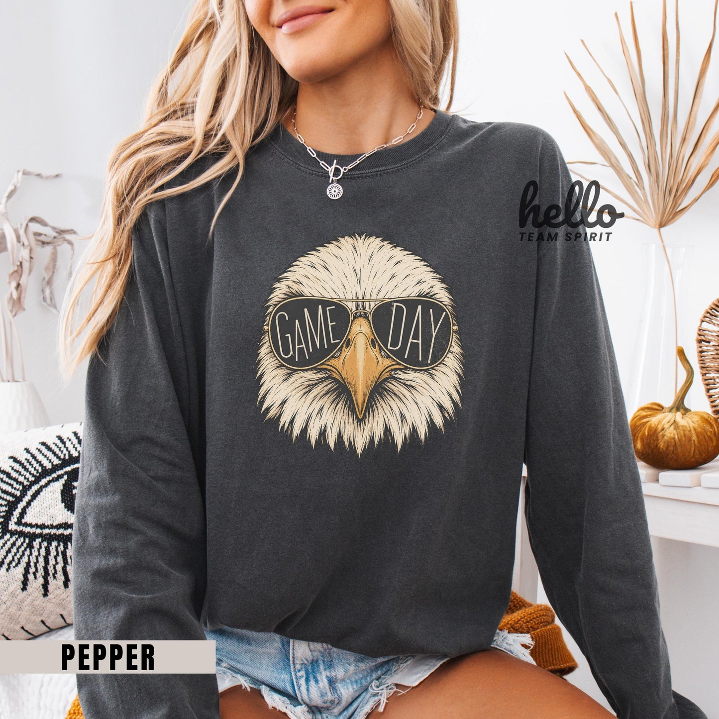 Vintage Eagle Mascot Game Day Shirt, Eagle Football Long Sleeve, School Spirit Tee, Adult Youth Sweatshirt, Tailgate Party Wear HTS010