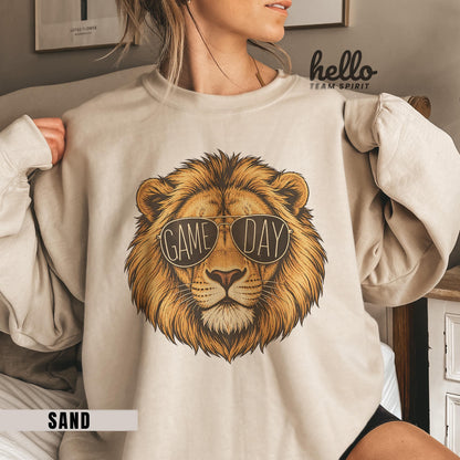 Lion Game Day Sweatshirt, Lion Mascot Detroit Football Shirt, Youth Adult Touchdown Long Sleeve Tee, Spirit Wear Tailgate Party HTS019
