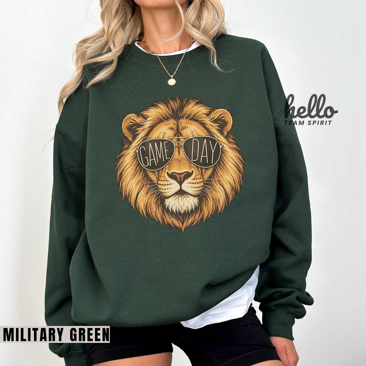 Lion Game Day Sweatshirt, Lion Mascot Detroit Football Shirt, Youth Adult Touchdown Long Sleeve Tee, Spirit Wear Tailgate Party HTS019