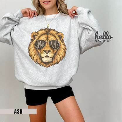 Lion Game Day Sweatshirt, Lion Mascot Detroit Football Shirt, Youth Adult Touchdown Long Sleeve Tee, Spirit Wear Tailgate Party HTS019