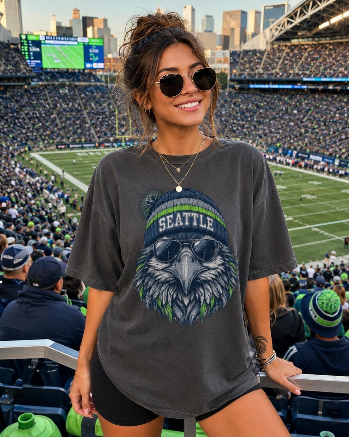 Seattle Football Sweatshirt, Seahawk Mascot Tailgate Football Shirt, Adult Youth Game Day Crewneck Sweater, Washington Fan Gift HTS042
