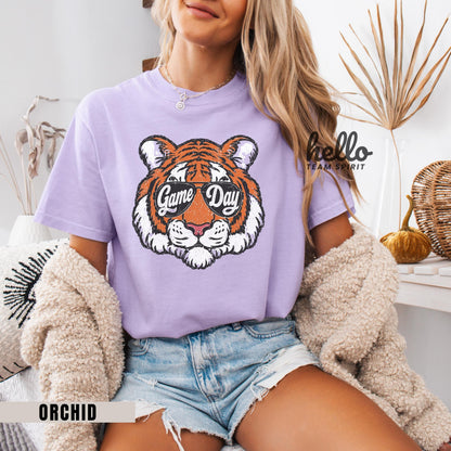 Retro Tigers Game Day Sweatshirt, Tiger Mascot Football Distressed Shirt, Detroit Tailgate Party Outfit, Youth Adult Gameday Apparel HTS025