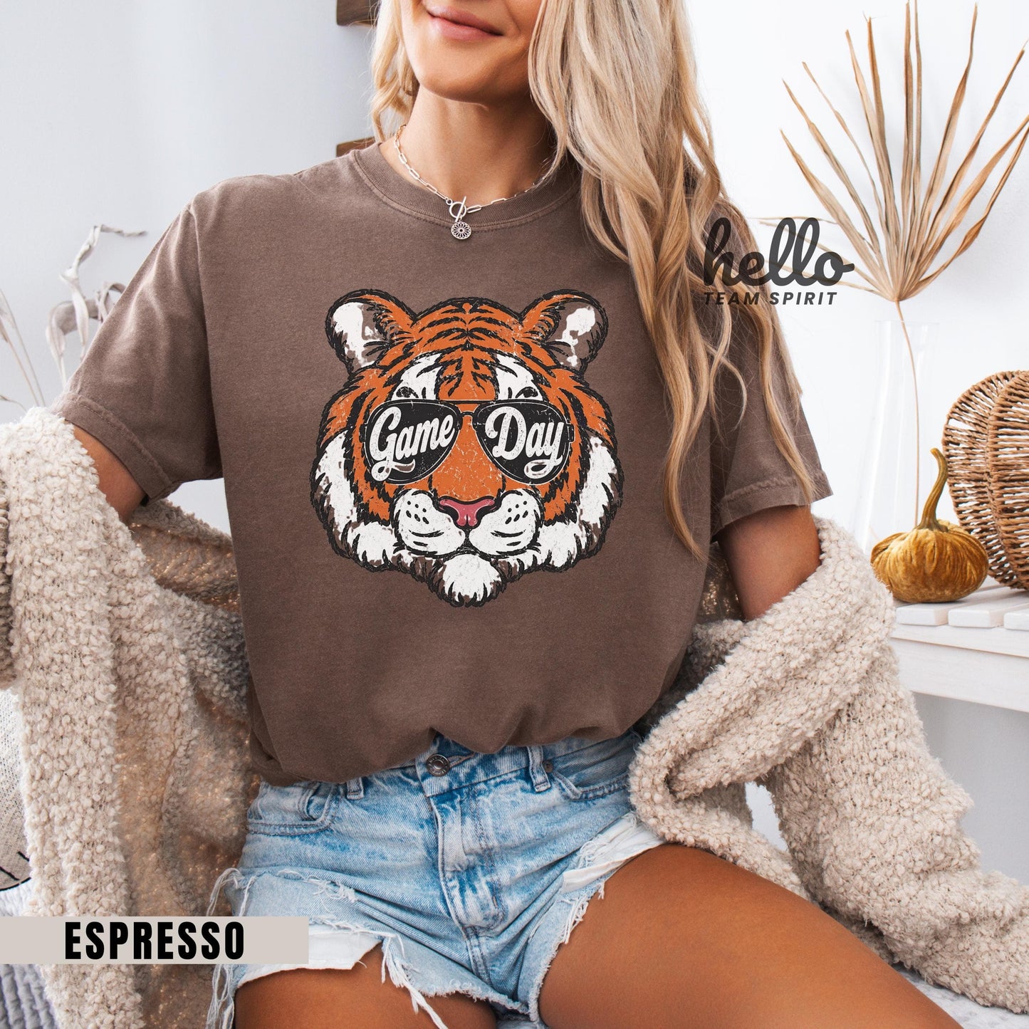Retro Tigers Game Day Sweatshirt, Tiger Mascot Football Distressed Shirt, Detroit Tailgate Party Outfit, Youth Adult Gameday Apparel HTS025