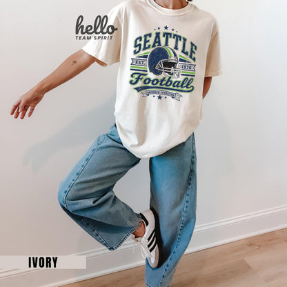 Seattle Football Shirt, Retro Adult Youth Sports Graphic Sweatshirt, Vintage Gridiron Tradition Fan Long Sleeve Apparel Gift HTS045