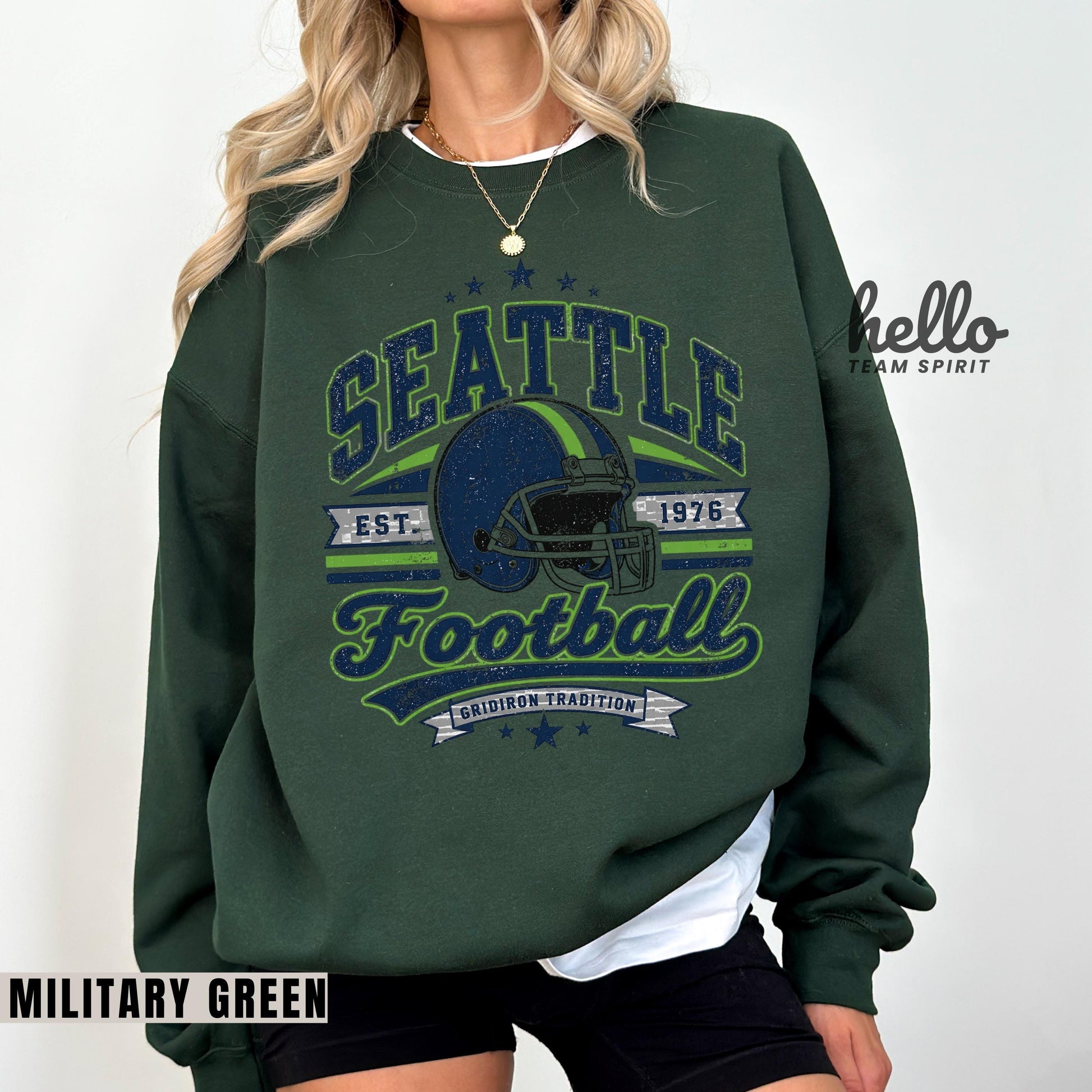 Seattle Football Shirt, Retro Adult Youth Sports Graphic Sweatshirt, Vintage Gridiron Tradition Fan Long Sleeve Apparel Gift HTS045