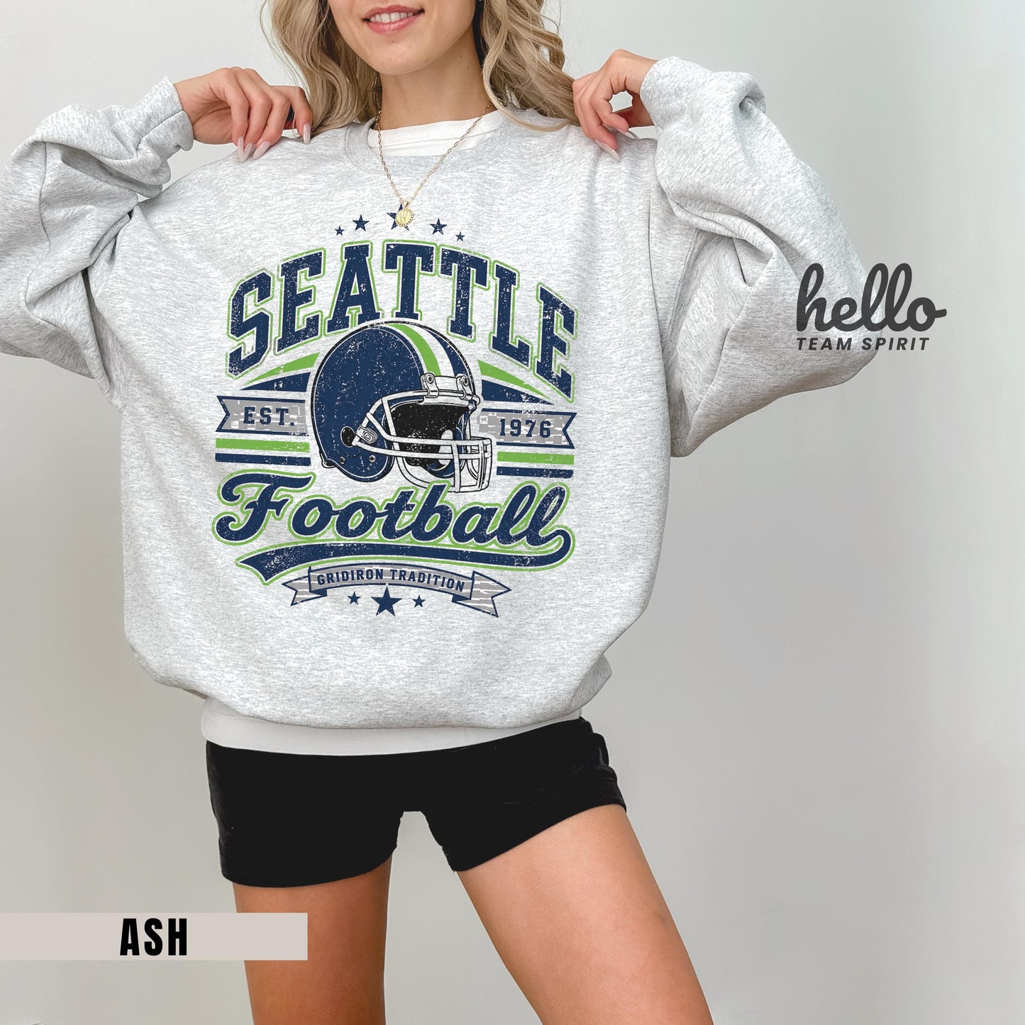 Seattle Football Shirt, Retro Adult Youth Sports Graphic Sweatshirt, Vintage Gridiron Tradition Fan Long Sleeve Apparel Gift HTS045