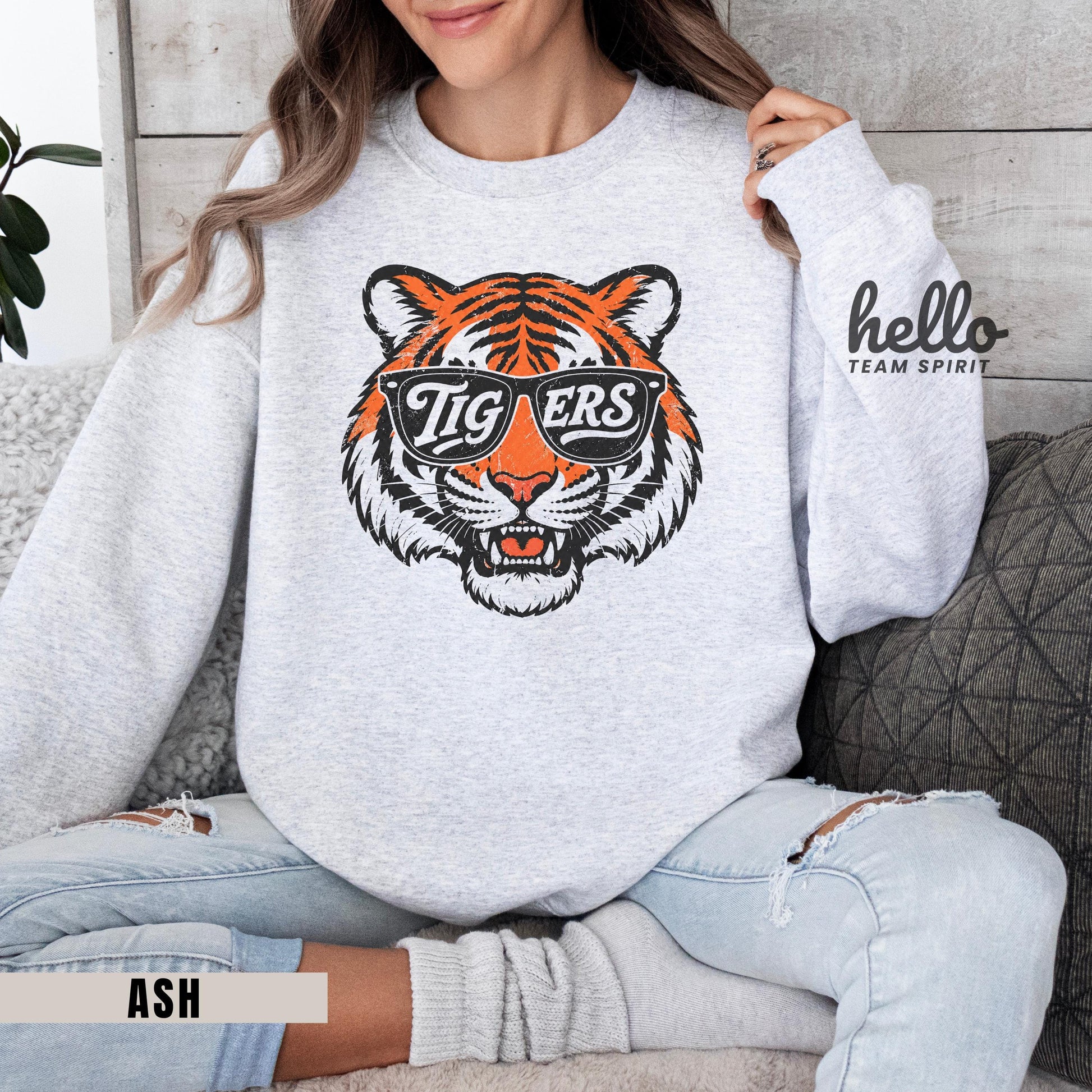 Retro Tigers Game Day Sweatshirt, Vintage Tiger Mascot Shirt, Football Touchdown Tailgate Tee, School Spirit Wear Youth Adult Apparel HTS026