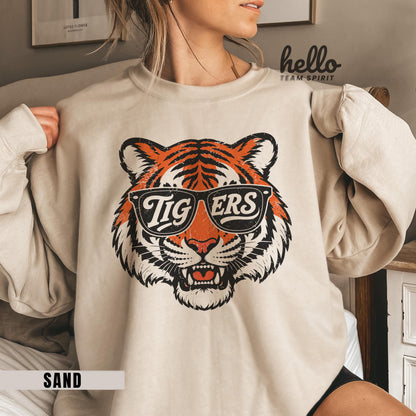 Retro Tigers Game Day Sweatshirt, Vintage Tiger Mascot Shirt, Football Touchdown Tailgate Tee, School Spirit Wear Youth Adult Apparel HTS026