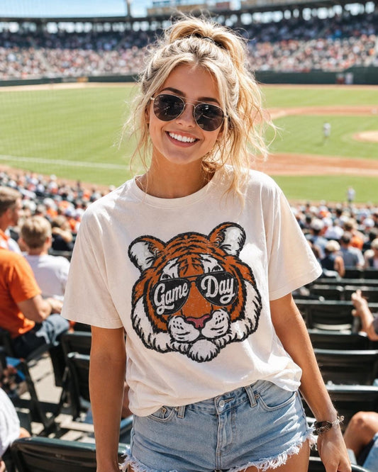 Retro Tigers Game Day Sweatshirt, Tiger Mascot Football Distressed Shirt, Detroit Tailgate Party Outfit, Youth Adult Gameday Apparel HTS025