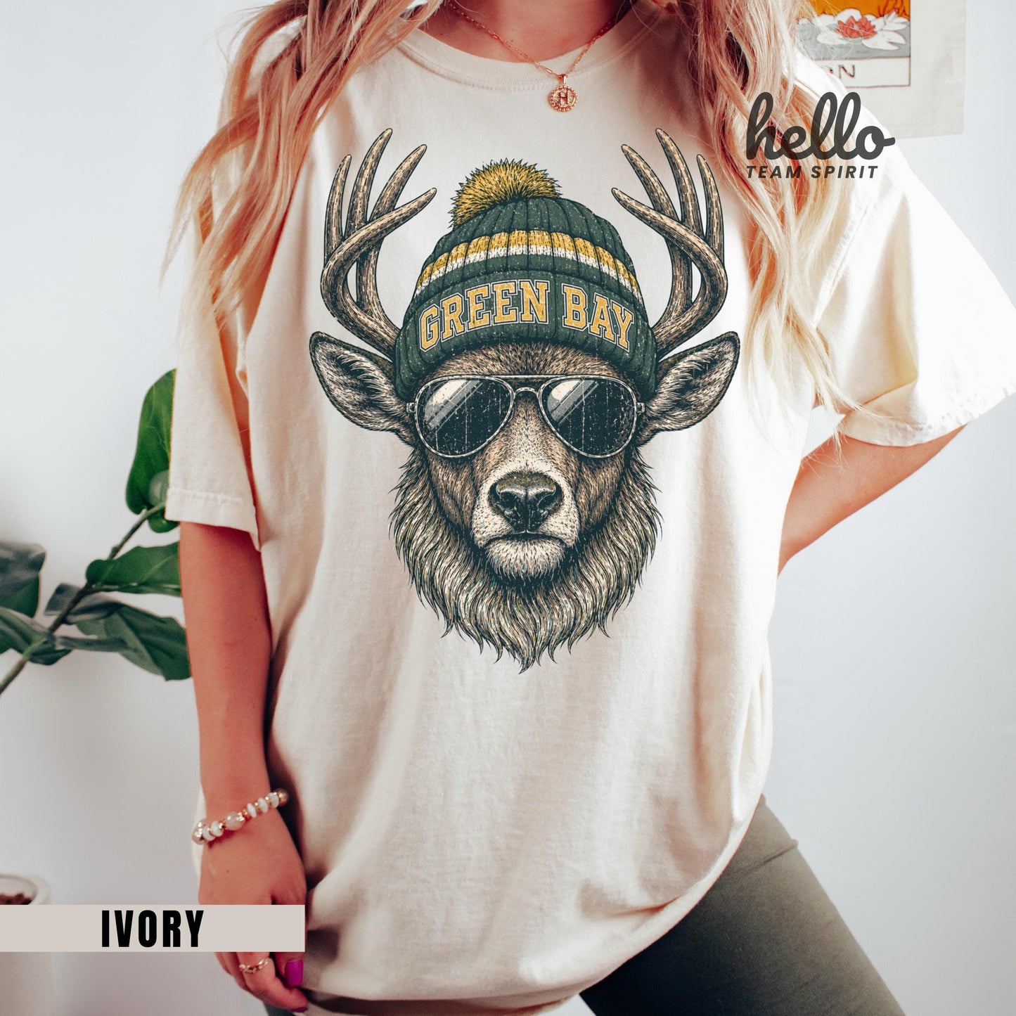 Green Bay Deer Mascot Sweatshirt, Retro Football Game Day Shirt, Team Tailgate Party, Adult Youth Crewneck Football Apparel HTS030