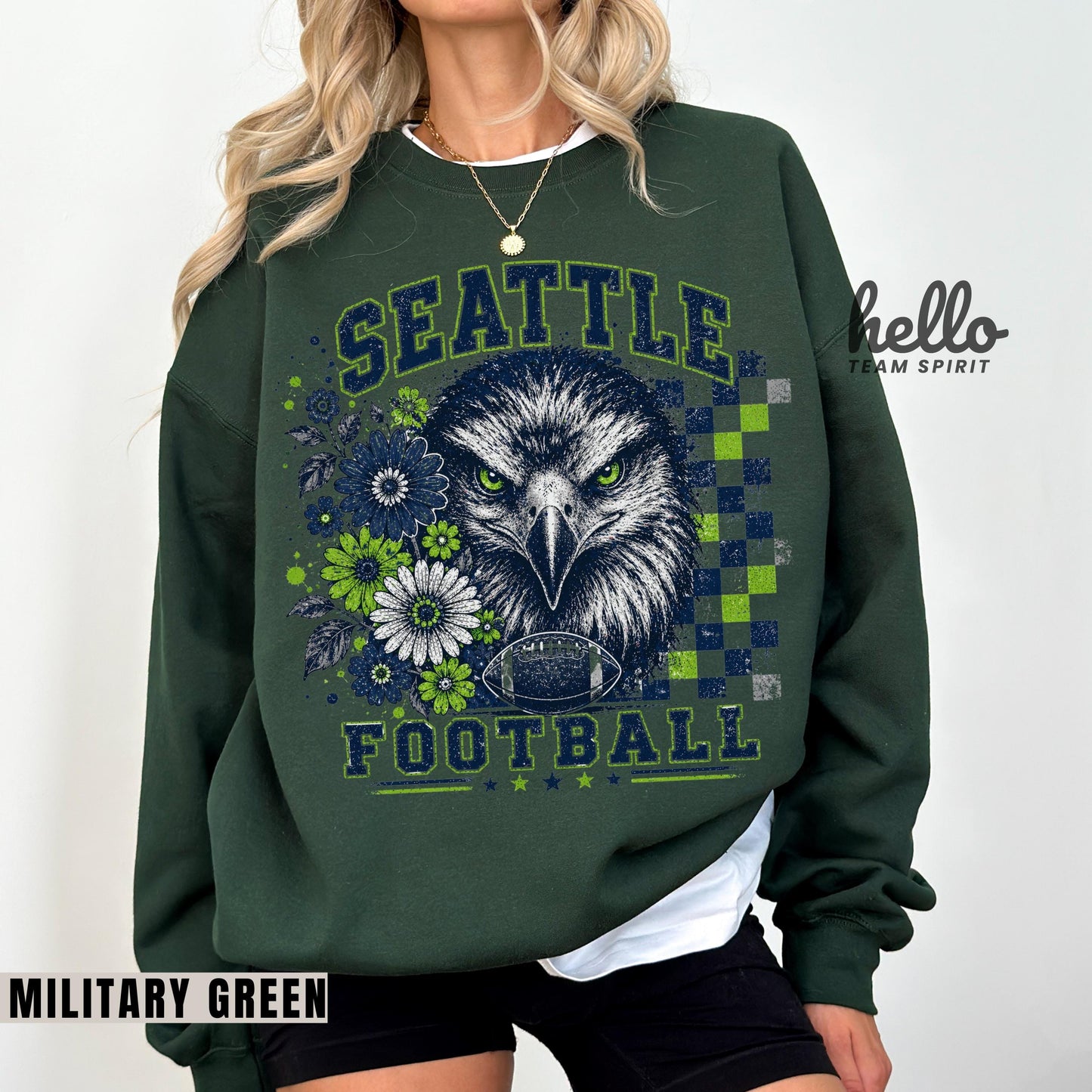 Seattle Football Shirt, Retro seahawk mascot Sweatshirt