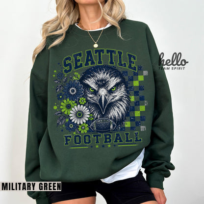 Seattle Football Shirt, Retro seahawk mascot Sweatshirt
